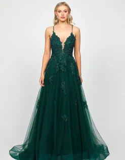Formal / Prom Dresses | Gowns / Ballgowns<Bariano ALIE PLUNGING BALL GOWN B73D84L DARK GREEN