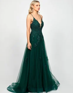 Formal / Prom Dresses | Gowns / Ballgowns<Bariano ALIE PLUNGING BALL GOWN B73D84L DARK GREEN