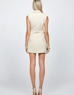 Mini Dresses | All Dresses<Bariano ALIZA ASYMMETRIC BLAZER MINI BL72D60S BEIGE