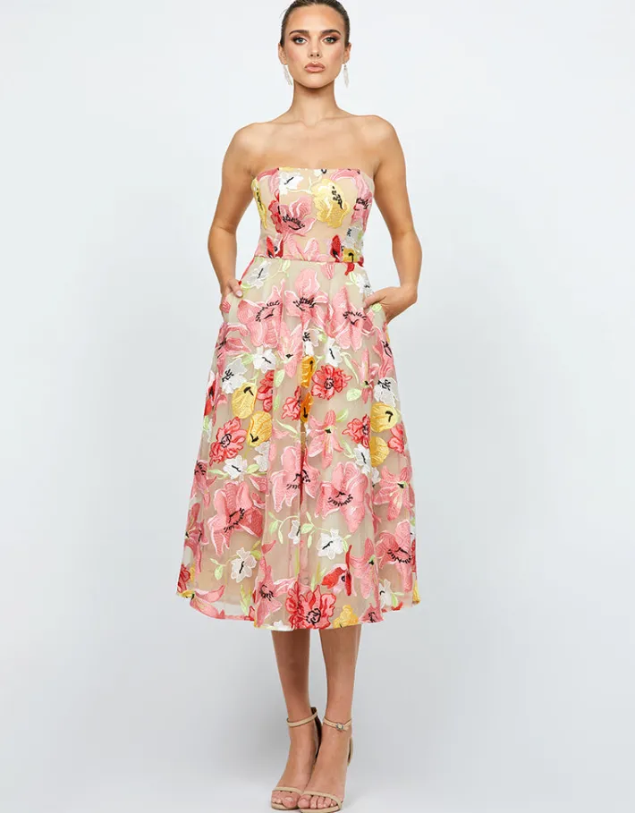 Midi Dresses<Bariano AMANDA STRAPLESS MIDI B74D36S FLORAL MULTI