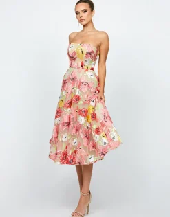 Midi Dresses<Bariano AMANDA STRAPLESS MIDI B74D36S FLORAL MULTI