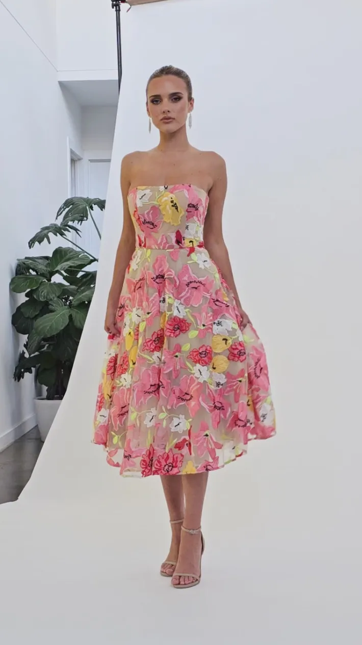 Midi Dresses<Bariano AMANDA STRAPLESS MIDI B74D36S FLORAL MULTI
