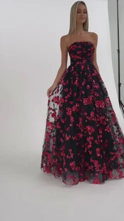 Formal / Prom Dresses | Gowns / Ballgowns<Bariano ANASTASIA STRAPLESS BALL GOWN B64D22L BLACK/RED