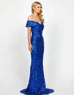 Maxi Dresses | All Dresses<Bariano ARIYAH OFF SHOULDER GOWN B73D01L COBALT