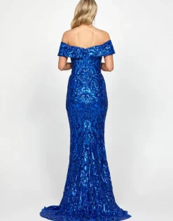 Maxi Dresses | All Dresses<Bariano ARIYAH OFF SHOULDER GOWN B73D01L COBALT