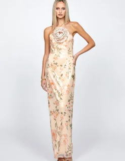 Formal / Prom Dresses | Maxi Dresses<Bariano ASTARI ARROW NECK MAXI BL72D29L PEACH PRINT
