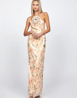 Formal / Prom Dresses | Maxi Dresses<Bariano ASTARI ARROW NECK MAXI BL72D29L PEACH PRINT