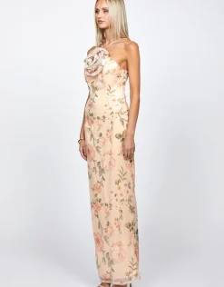 Formal / Prom Dresses | Maxi Dresses<Bariano ASTARI ARROW NECK MAXI BL72D29L PEACH PRINT