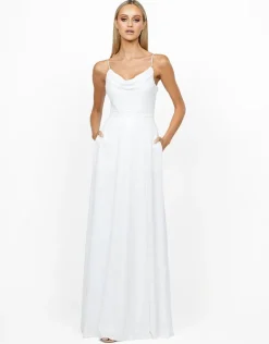 Maxi Dresses | All Dresses<Bariano BEC SEQUIN COWL NECK WRAP GOWN B56D02L WHITE