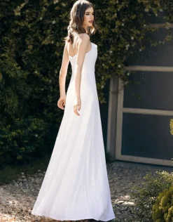 Maxi Dresses | All Dresses<Bariano BEC SEQUIN COWL NECK WRAP GOWN B56D02L WHITE