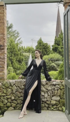 Gowns / Ballgowns | All Dresses<Bariano BILLY BLOUSON SLEEVE DRAPED MAXI BL60D12L