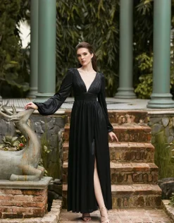Gowns / Ballgowns | All Dresses<Bariano BILLY BLOUSON SLEEVE DRAPED MAXI BL60D12L