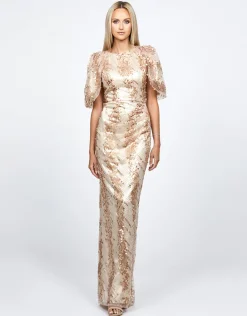 Maxi Dresses | All Dresses<Bariano BREAKAWAY CAPE GOWN B68D47L CARAMEL