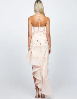 All Dresses | Maxi Dresses<Bariano BRIELLA CASCADING FRILL HI LO GOWN B71D08HL PASTEL PEACH