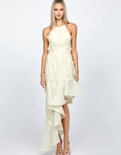 All Dresses | Maxi Dresses<Bariano BRIELLA CASCADING FRILL HI LO GOWN B71D08HL PASTEL PEACH