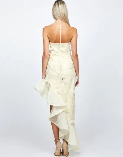All Dresses | Maxi Dresses<Bariano BRIELLA CASCADING FRILL HI LO GOWN B71D08HL PASTEL PEACH