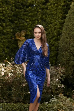 Midi Dresses | All Dresses<Bariano CAMARI CAPE MIDI B60D13S INDIGO