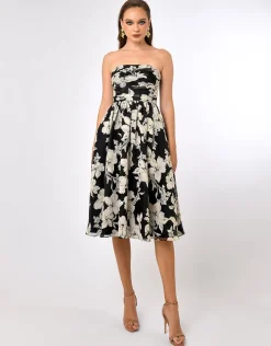 All Dresses | Midi Dresses<Bariano CAMERON STRAPLESS ORGANZA MIDI BL70D29S BLACK/WHITE