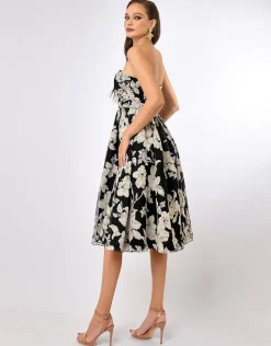 All Dresses | Midi Dresses<Bariano CAMERON STRAPLESS ORGANZA MIDI BL70D29S BLACK/WHITE