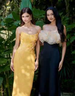 Formal / Prom Dresses | Maxi Dresses<Bariano CARMILLA ROSETTE FISHTAIL GOWN B70D27L BLACK/NUDE