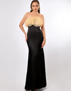 Formal / Prom Dresses | Maxi Dresses<Bariano CARMILLA ROSETTE FISHTAIL GOWN B70D27L BLACK/NUDE