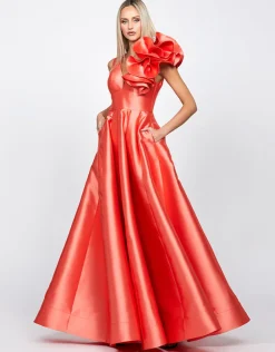 Gowns / Ballgowns | All Dresses<Bariano CECE RUFFLE SHOULDER GOWN B71D04L