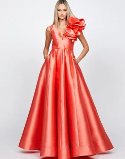 Gowns / Ballgowns | All Dresses<Bariano CECE RUFFLE SHOULDER GOWN B71D04L