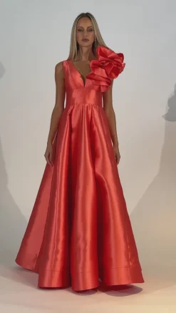 Gowns / Ballgowns | All Dresses<Bariano CECE RUFFLE SHOULDER GOWN B71D04L