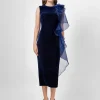 Formal / Prom Dresses | Maxi Dresses<Bariano CHARLIE CASCADING RUFFLE MIDI B75D07S NAVY