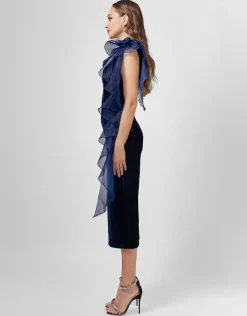 Formal / Prom Dresses | Maxi Dresses<Bariano CHARLIE CASCADING RUFFLE MIDI B75D07S NAVY
