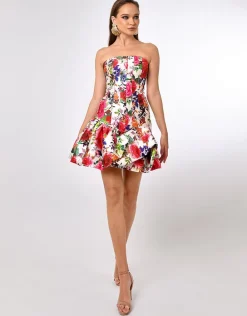 Mini Dresses<Bariano CHARLIS STRAPLESS BUBBLE MINI B70D06S FLORAL MULTI