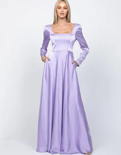 Gowns / Ballgowns | All Dresses<Bariano CHARMAINE SQUARED NECKLINE LONG SLEEVE A LINE GOWN B60D07L