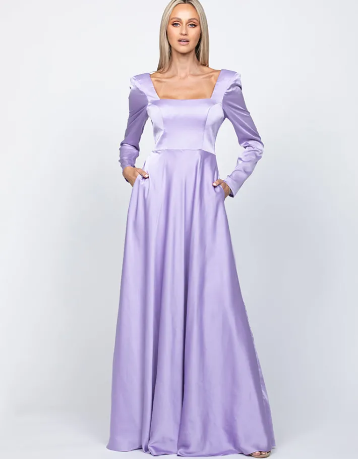 Gowns / Ballgowns | All Dresses<Bariano CHARMAINE SQUARED NECKLINE LONG SLEEVE A LINE GOWN B60D07L