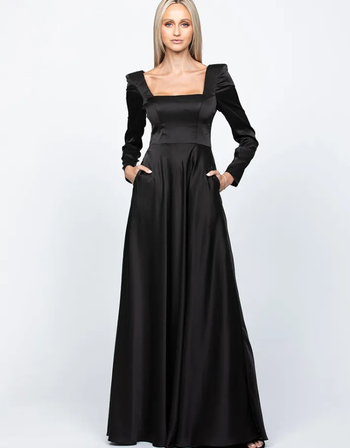 Gowns / Ballgowns | All Dresses<Bariano CHARMAINE SQUARED NECKLINE LONG SLEEVE A LINE GOWN B60D07L
