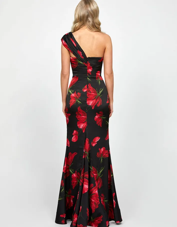 Maxi Dresses | All Dresses<Bariano DALLAS ONE SHOULDER GOWN B73D29L BLACK/RED
