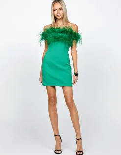 Mini Dresses | All Dresses<Bariano DANICA OFF SHOULDER MINI BL67D26S GREEN