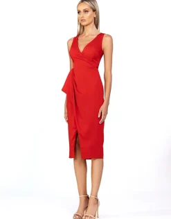 Midi Dresses | All Dresses<Bariano DAYANNA WRAP FRILL MIDI BL56D03S