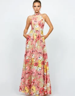 Maxi Dresses<Bariano DELANEY HIGH NECK GOWN B74D37L FLORAL MULTI