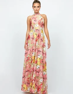 Maxi Dresses<Bariano DELANEY HIGH NECK GOWN B74D37L FLORAL MULTI