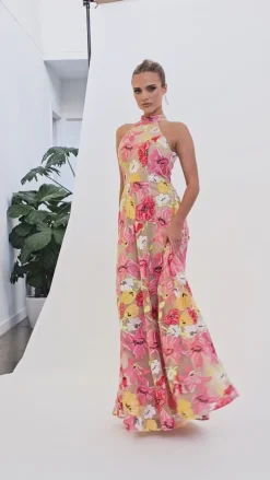 Maxi Dresses<Bariano DELANEY HIGH NECK GOWN B74D37L FLORAL MULTI