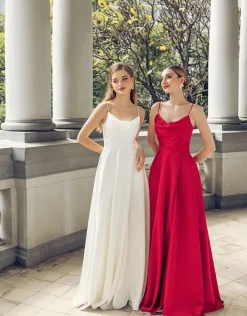 Gowns / Ballgowns | Maxi Dresses<Bariano DIAMOND COWL WRAP GOWN B43D11LW RED