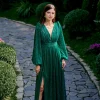 Long Sleeve Dresses | Maxi Dresses<Bariano DOMINIQUE V NECK LONG SLEEVE MAXI BL66D22L EMERALD