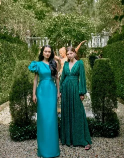 Long Sleeve Dresses | Maxi Dresses<Bariano DOMINIQUE V NECK LONG SLEEVE MAXI BL66D22L EMERALD