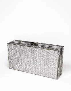 Clutches<Bariano DREW CYRSTAL CLUTCH 22075 SILVER