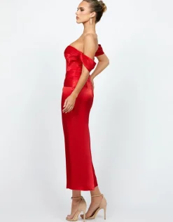 Maxi Dresses | Formal / Prom Dresses<Bariano ELYSE OFF SHOULDER MIDAXI B74D50L RED