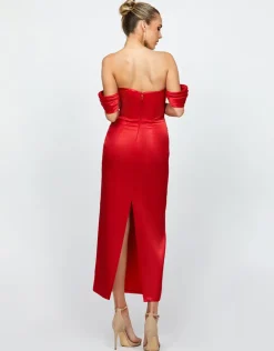 Maxi Dresses | Formal / Prom Dresses<Bariano ELYSE OFF SHOULDER MIDAXI B74D50L RED