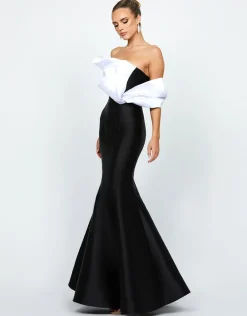 Formal / Prom Dresses | Maxi Dresses<Bariano EMELY ONE SHOULDER RUFFLE GOWN B74D35L BLACK/WHITE
