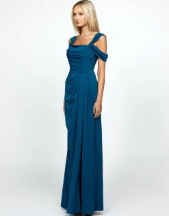 Gowns / Ballgowns | All Dresses<Bariano EMERY KNOTTED OFF SHOULDER COWL GOWN B69D18L TEAL