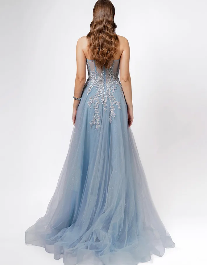 Gowns / Ballgowns | All Dresses<Bariano EMMY STRAPLESS BALL GOWN B75D80L STEEL BLUE