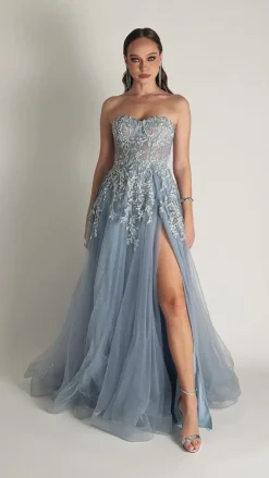 Gowns / Ballgowns | All Dresses<Bariano EMMY STRAPLESS BALL GOWN B75D80L STEEL BLUE